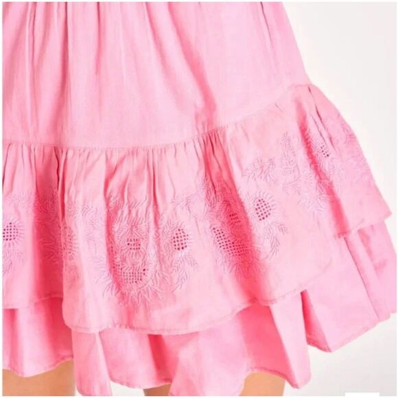 Loveshackfancy Pink Sanaya Tiered Lace Long Sleeve Mini Dress XS - Picture 4 of 15